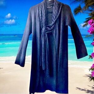 Stella Carakasi Black Long Cardigan Sweater Cowl Scarf